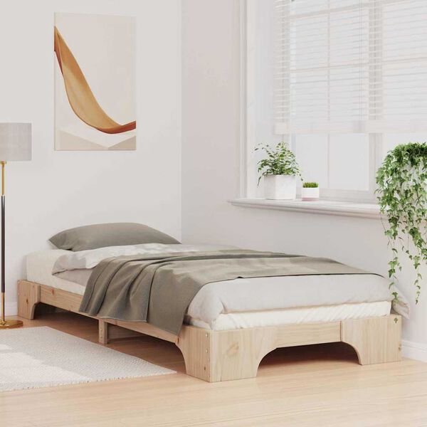vidaXL Bettrahmen Braun 100 x 210 cm Massives Kiefernholz