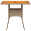 vidaXL Gartentisch Beige 80x80x75 cm Poly Rattan Akazienholz