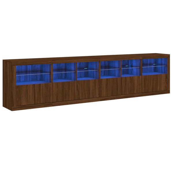 vidaXL Sideboard mit LED-Leuchten Braun Eichen-Optik 283x37x67 cm