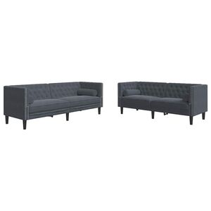 vidaXL Wohnzimmer Couch 2 stk. Dunkelgrau Samt