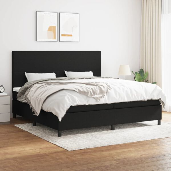 vidaXL Boxspringbett mit Matratze Schwarz 200x200 cm Stoff