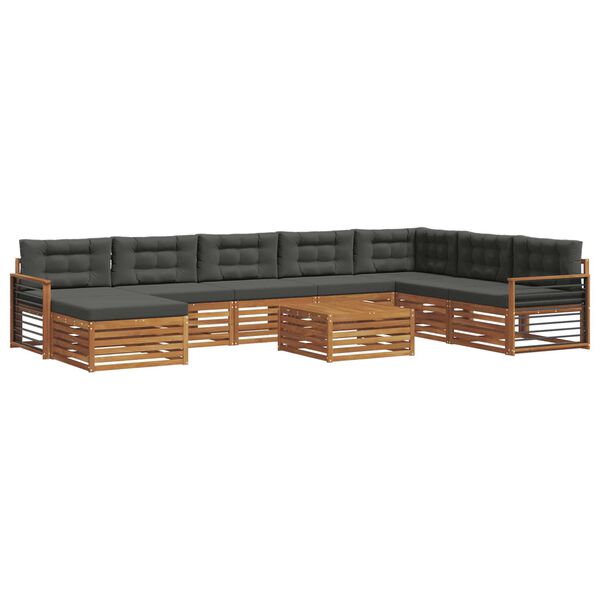 vidaXL Sofagarnituren 9 pcs Natur und Anthrazit Massivholz Akazie