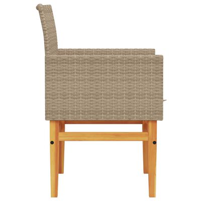 vidaXL Gartenstühle mit Kissen 2 Stk. Beige Poly Rattan Massivholz