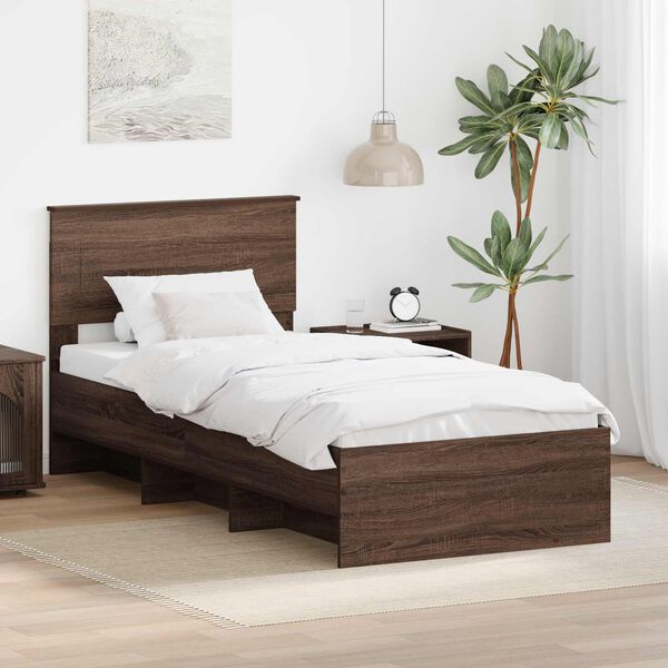 vidaXL Bettrahmen Braun Eichen-Optik 80 x 200 cm Holzwerkstoff