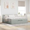 vidaXL Ottoman-Bett mit Matratze & LEDs Hellgrau 180x200 cm Samt