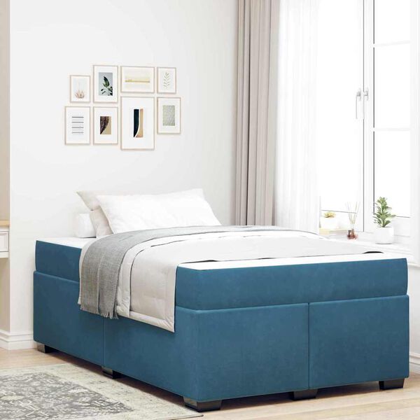 vidaXL Bettrahmen mit Matratze Dunkelblau 120 x 200 cm Stoff