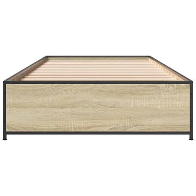 vidaXL Bettgestell Sonoma-Eiche 75x190 cm Holzwerkstoff und Metall