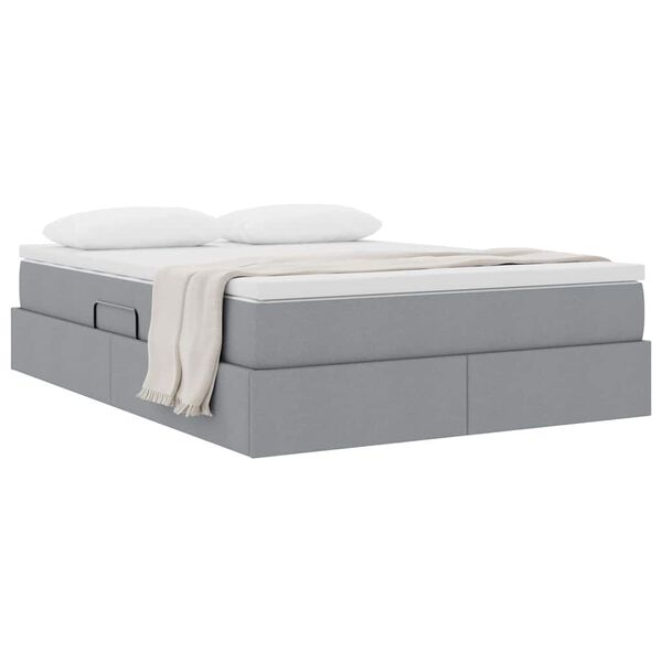 vidaXL Aufbewahrungsbett mit Matratze Hellgrau 140 x 190 cm Polyester