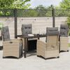 vidaXL Garten Essgruppe mit Kissen 5 pcs Beige Poly-Rattan
