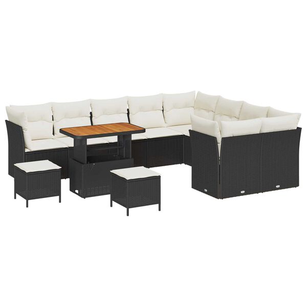 vidaXL Garten-Sofa-Set 12 pcs Schwarz Poly-Rattan