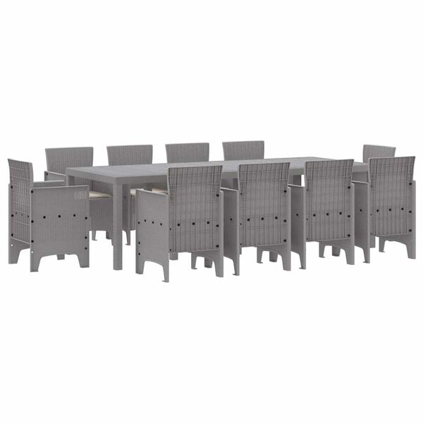 vidaXL Garten Essgruppe 11 pcs Hellgrau Polt Rattan
