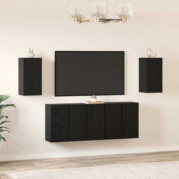 vidaXL TV-Schrankset 7 pcs Schwarz Eichen-Optik 30,5 x 30 x 60 cm