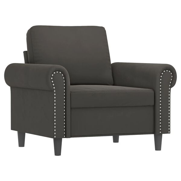 vidaXL Sessel mit Hocker Dunkelgrau 60 cm Samt