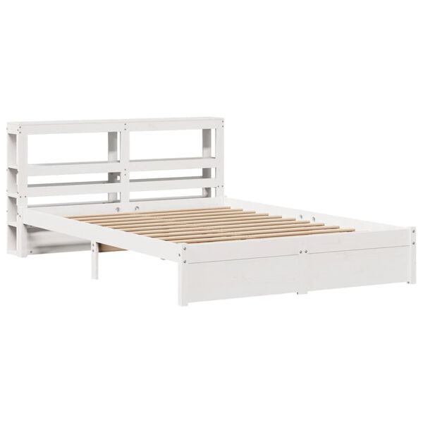 vidaXL Bettgestell mit Kopfteil ohne Matratze Wei&szlig; 150x200 cm