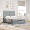vidaXL Ottoman-Bett mit Matratze & LEDs Hellgrau 140x200 cm Stoff