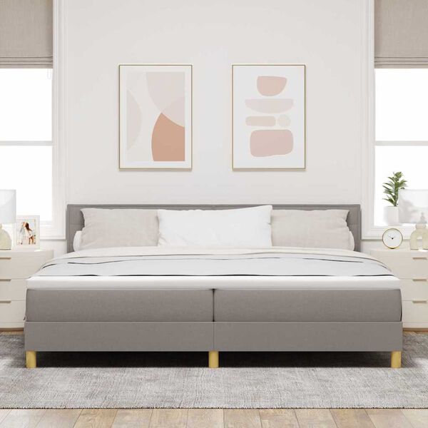 vidaXL LED Boxspringbett mit Matratze mit LED Taupe 200 x 200 cm Stoff