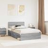 vidaXL Bettrahmen Graues Sonoma 120 x 190 cm Massives Kiefernholz
