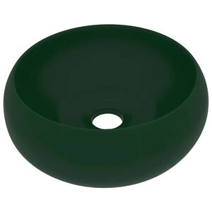 vidaXL Luxuri&ouml;ses Waschbecken Rund Matt Dunkelgr&uuml;n 40x15 cm Keramik