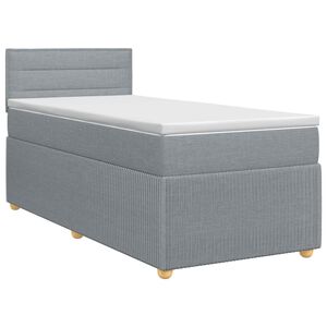 vidaXL Boxspringbett mit Matratze Hellgrau 90 x 190 cm Stoff