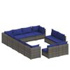 vidaXL 12-tlg. Garten-Lounge-Set mit Kissen Grau Poly Rattan