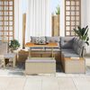 vidaXL Garten-Sofa-Set mit Kissen mit Speicher Beige Poly Rattan