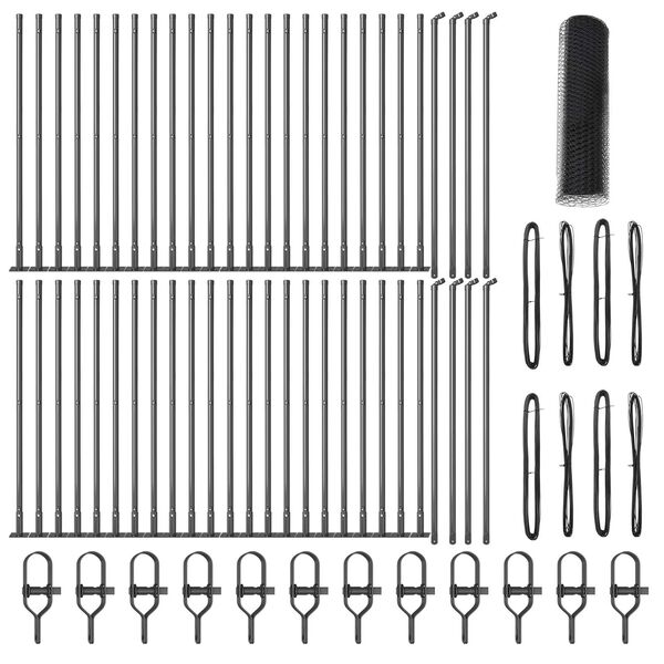 vidaXL Zaunpfosten Grau 100 x 1 m (25 mm Maschen) Stahl und PVC