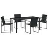 vidaXL Garten Essgruppe 5 pcs Schwarz Pulverbeschichteter Stahl