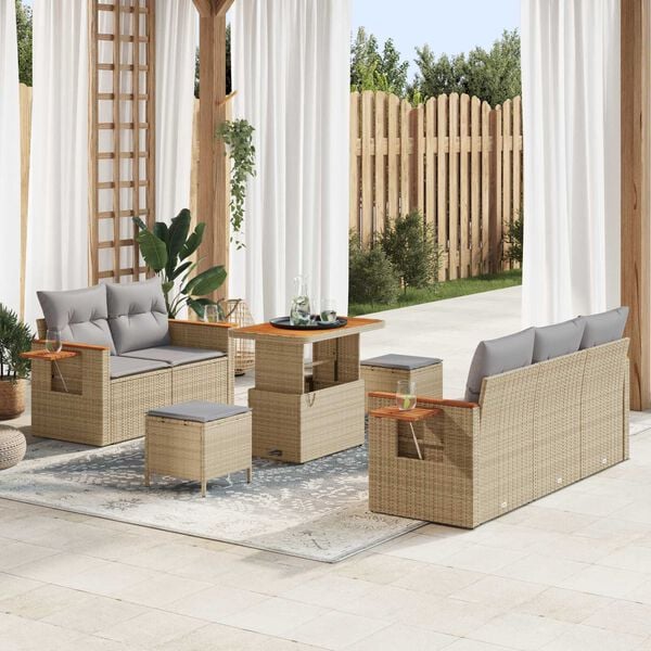 vidaXL Gartensofa-set mit Kissen 8 pcs Beige und Hellgrau