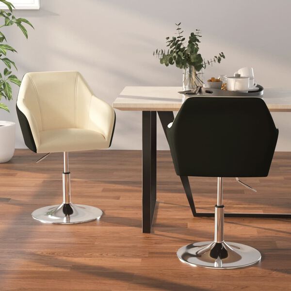 vidaXL Esszimmerst&uuml;hle 2 Stk. Creme und Schwarz Kunstleder