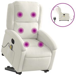 vidaXL Massagesessel mit Aufstehhilfe Elektrisch Creme Samt