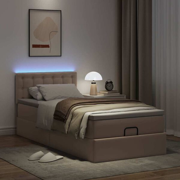 vidaXL Ottoman-Bett mit Matratzen & LEDs 80x200 cm Kunstleder