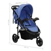 vidaXL 3-Rad-Kinderwagen Marineblau und Schwarz Stahl