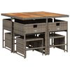 vidaXL 9-tlg. Garten-Essgruppe mit Kissen Grau Poly Rattan