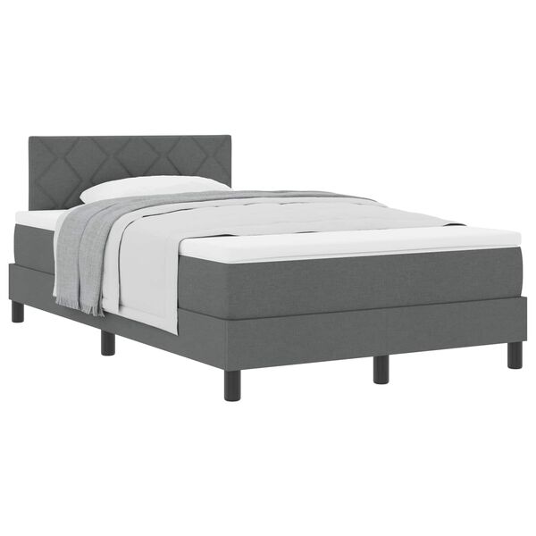 vidaXL Boxspringbett mit Matratze Dunkelgrau 120 x 190 cm Stoff