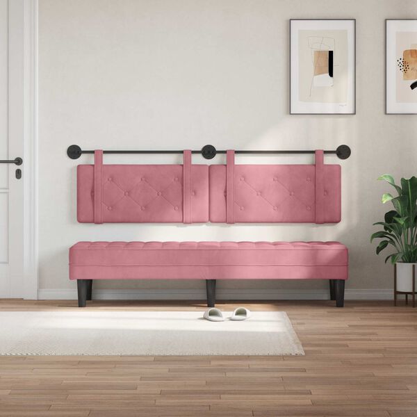vidaXL H&auml;ngevorderseite Wandmontiert Rosa 190 x 55 x 5 cm Samt