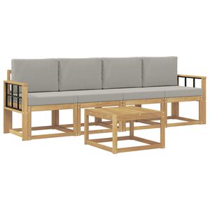 vidaXL Outdoor-Sofagarnitur 5 stk. Wei&szlig; und Hellgrau Polyester