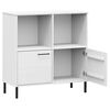 vidaXL B&uuml;cherregal OSLO mit Metallbeinen Wei&szlig; 90x35x90,5 cm Massivholz