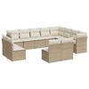 vidaXL 12-tlg. Garten-Sofagarnitur mit Kissen Beige Poly Rattan