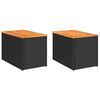vidaXL Garten-Beistelltische 2 Stk Schwarz 55x34x37cm Poly Rattan Holz