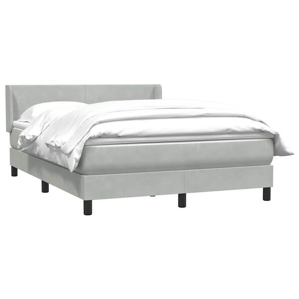 vidaXL Boxspringbett mit Matratze Hellgrau 160x210 cm Samt