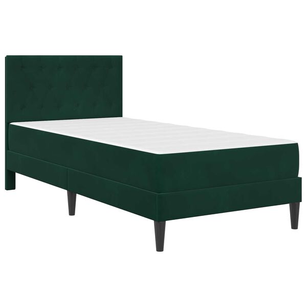vidaXL Bettgestell mit Matratze Dunkelgr&uuml;n 90 x 190 cm Samt