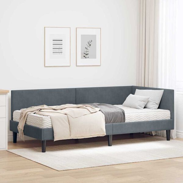 vidaXL Eckbettgestell mit Matratze Sonstiges 2 pcs Grau Samt