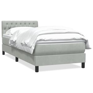 vidaXL Boxspringbett mit Matratze Hellgrau 80x220 cm Samt