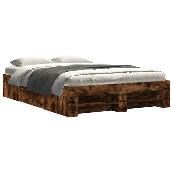 vidaXL Bettgestell ohne Matratze R&auml;uchereiche 140x200 cm Holzwerkstoff