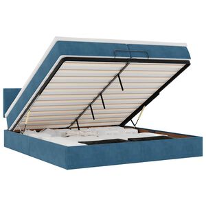 vidaXL Ottoman-Bett mit Matratzen & LED Dunkelblau 200x200 cm Samt