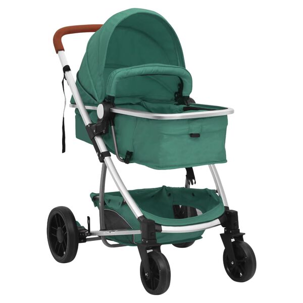 vidaXL 3-in-1-Kinderwagen Gr&uuml;n Aluminium