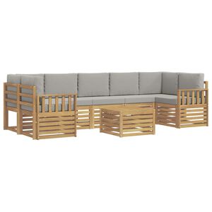 vidaXL Outdoor-Sofagarnitur 8 stk. Wei&szlig; und Hellgrau Polyester