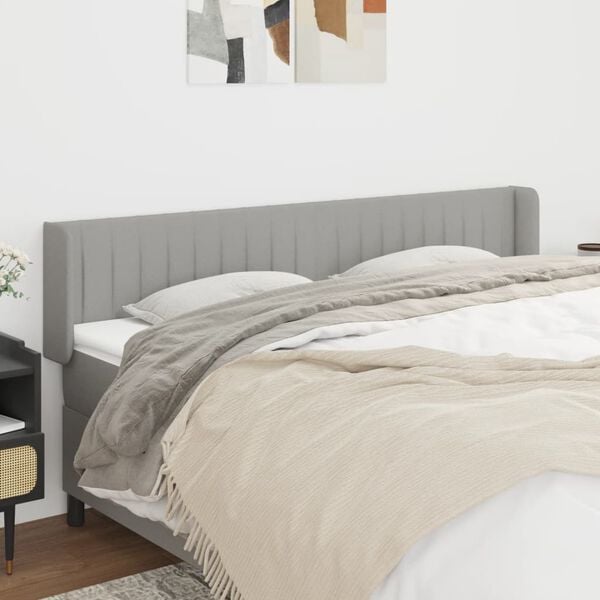 vidaXL Kopfteil mit Ohren Hellgrau 183x16x78/88 cm Stoff