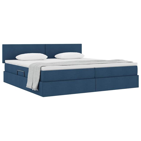 vidaXL Aufbewahrungsbett mit Matratze Blau 200 x 200 cm Holzwerkstoff