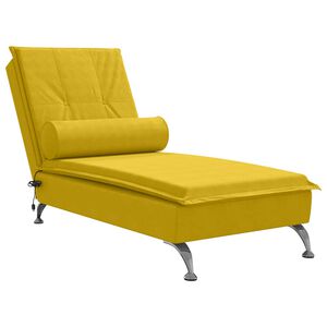 vidaXL Massage-Chaiselongue mit Nackenrolle Gelb Samt